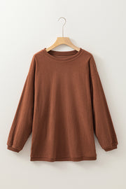 Chestnut Ribbed Corduroy Oversized Sweatshirt