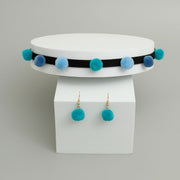 Blue Pom Pom Choker Set