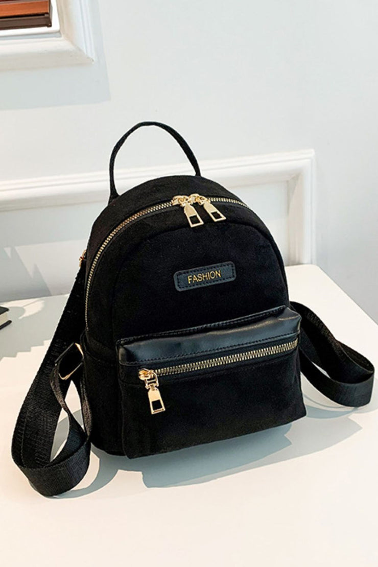 Suede Adjustable Strap Backpack Bag