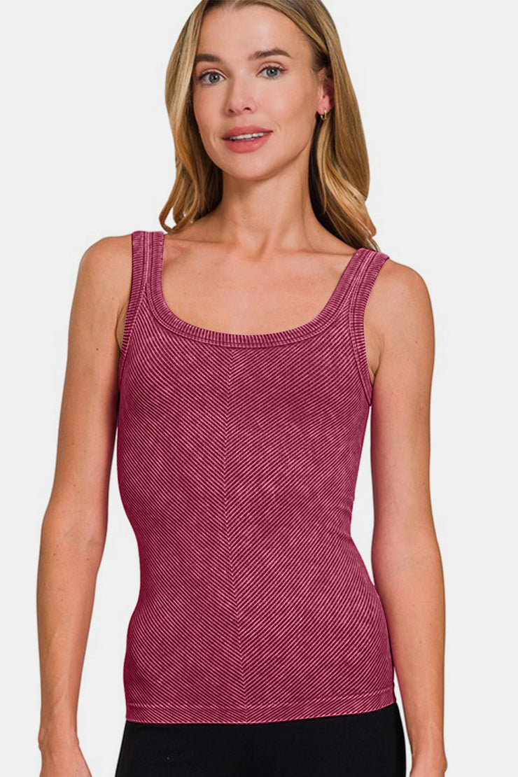 Zenana Ribbed Scoop Neck Tank