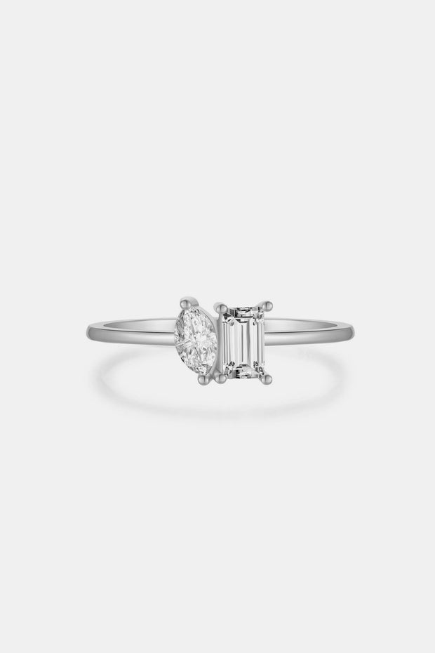 925 Sterling Silver Geometric Zircon Ring