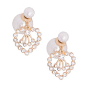 Double Cream Pearl Heart Earrings