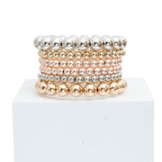 6 Pcs Mixed Metal Ball Bead Bracelets