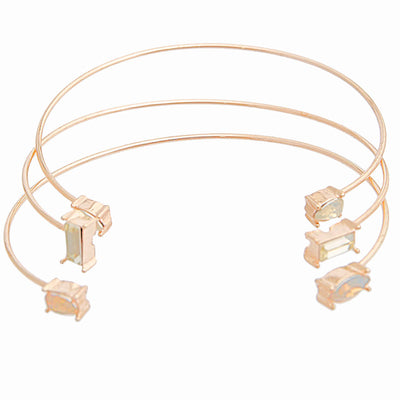 Opal Crystal 3Pcs Dainty Wire Cuff