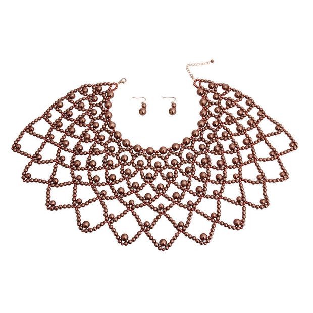 Brown Pearl Choker Cape