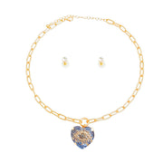 Blue Crystal Heart Evil Eye Necklace