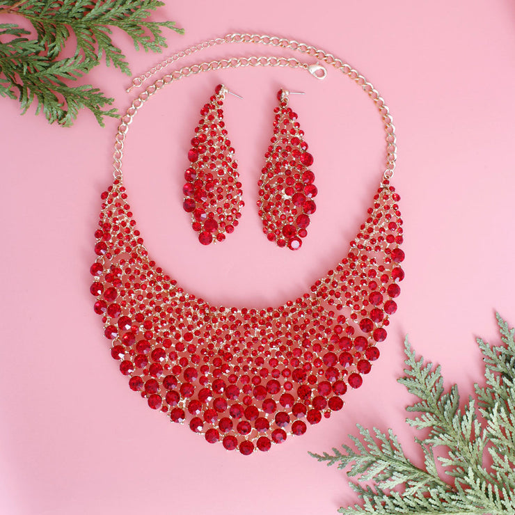 Brilliant Red Round Cut Crystal Necklace