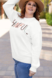 White Plus Size Thankful Ivory Embroidered Sweater