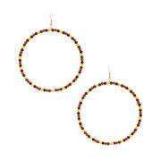 Tribal Color Bead Drop Hoops