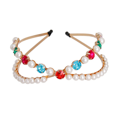 Pearl Rhinestone Crisscross Headband