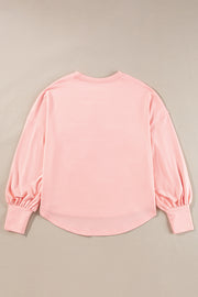 Gossamer Pink Studded Star Graphic Oversized Long Sleeve Top