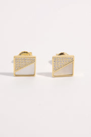 925 Sterling Silver Zircon Square Shape Earrings