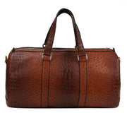 Brown Ostrich Weekender Duffel Bag