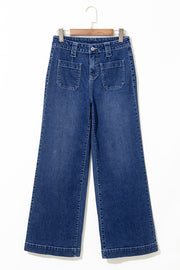 Sail Blue Wide Leg Pocketed High Waist Jeans