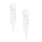 Clear Glass Bead Ball Fringe Earrings