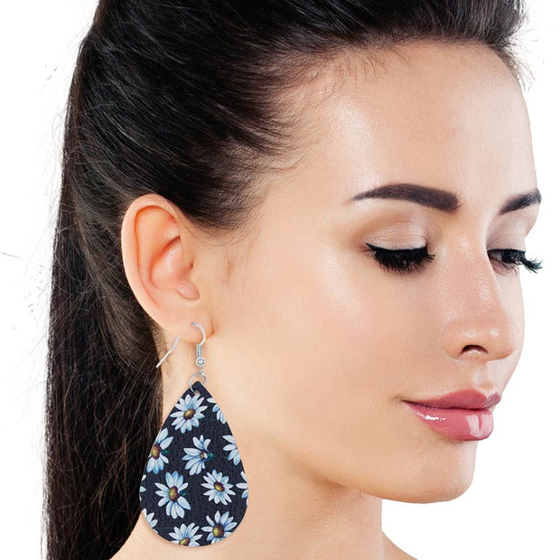 Daisy Printed Teardrop Earrings