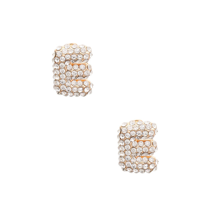 E Initial Rhinestone Studs