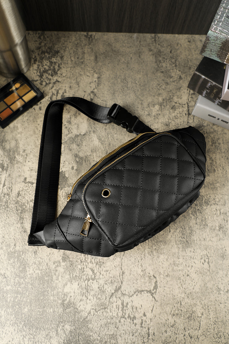 Black Rhombus Pattern Simple Waist Bag