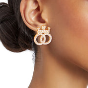 Regal Crown Studs - Gold Pearl