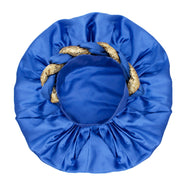 Bonnet Blue Gold Satin Wide Edge Twist Women