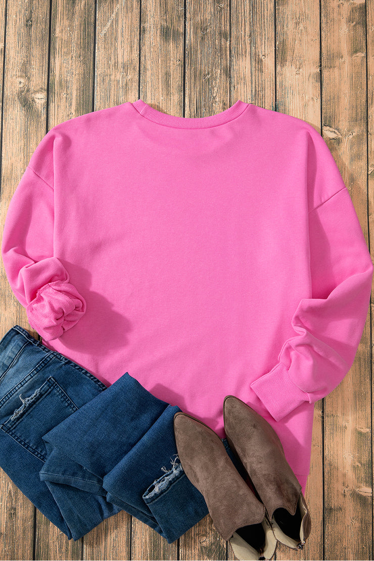 Bonbon Solid O Neck High Low Hem Pullover Sweatshirt