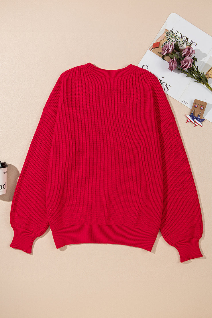 Racing Red Sparkle All The Way Tinsel Crew Neck Plus Size Sweater