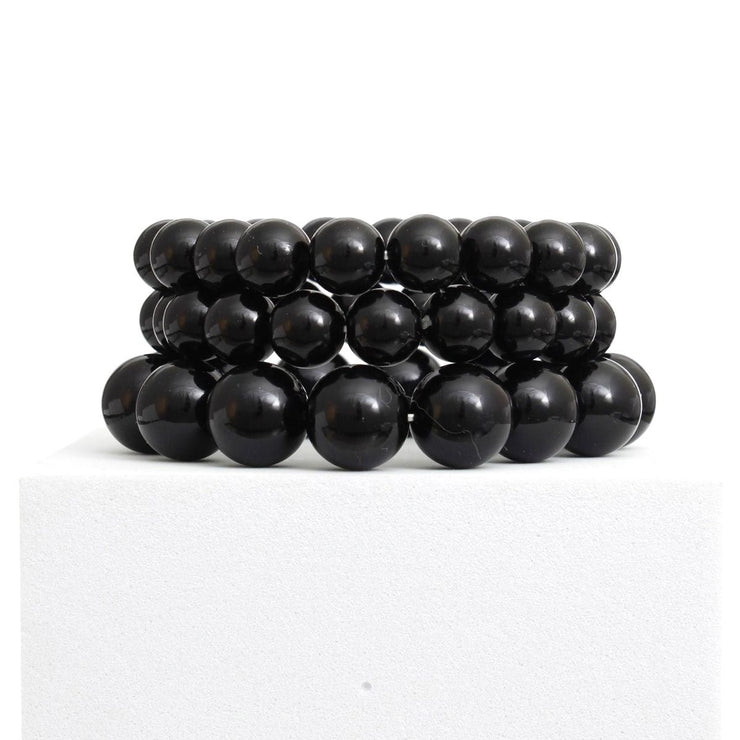 Bracelet Black Beaded 3 Pcs Set for Women