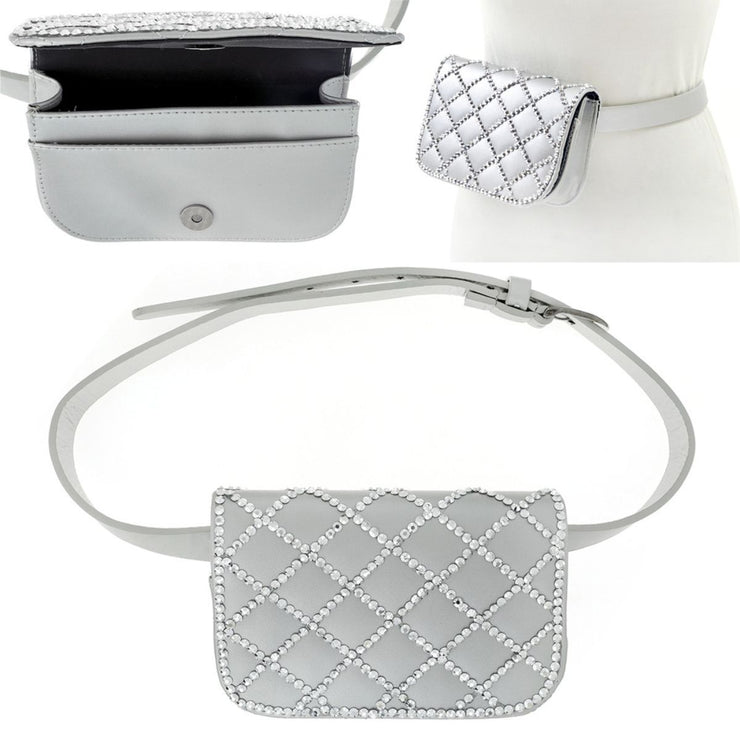 Silver Quilted Belt Bag