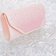 Clutch Pink Stone Satin Flap Handbag for Women