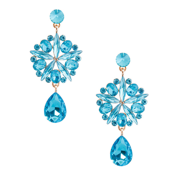 Aqua Crystal Burst Earrings