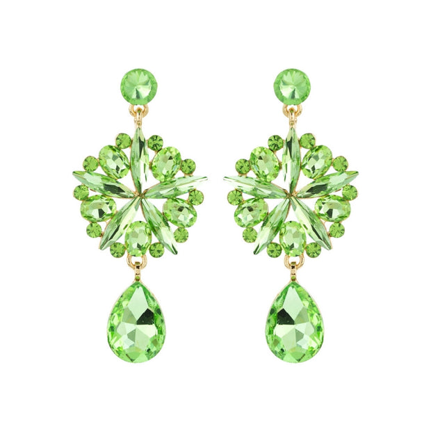 Lime Crystal Burst Earrings