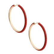 Red Gold Rhinestone Tube Hoops