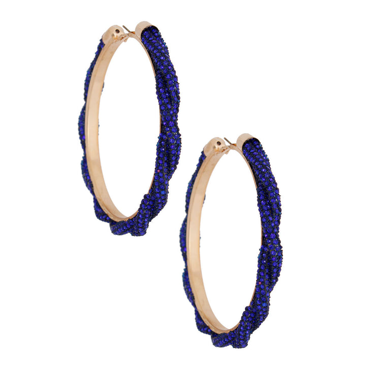 Royal Blue Twisted Stone Hoops