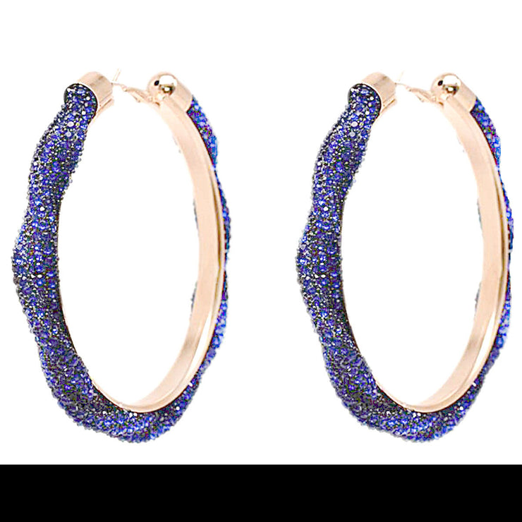 Royal Blue Twisted Stone Hoops