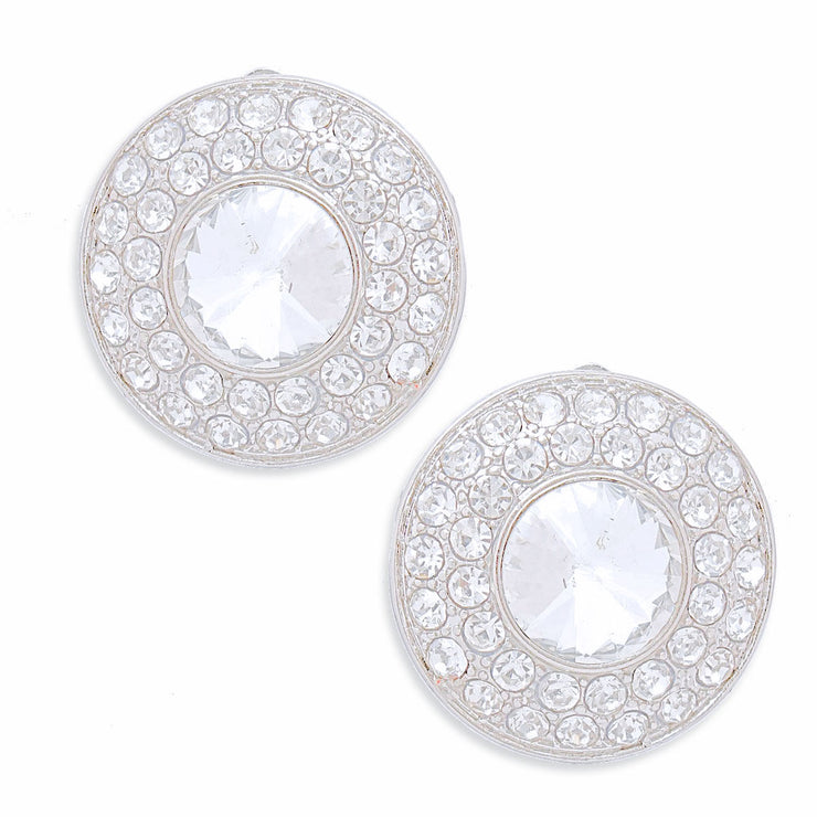 Clip On Small Silver Dome Earrings for Women