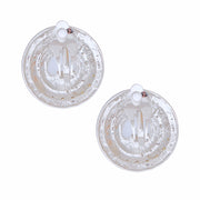 Clip On Small Silver Dome Pearl Earrings Women