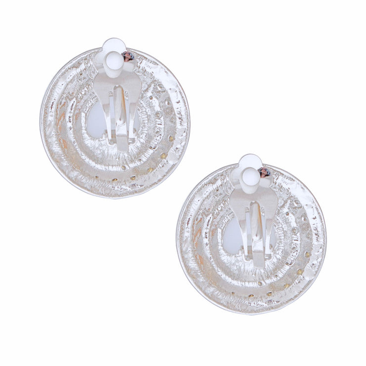 Clip On Small Silver Dome Pearl Earrings Women