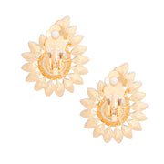 Clip On Medium Gold Hook Pearl Earrings for Women