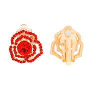 Clip On Red Rose Cutout Small Earrings for Women