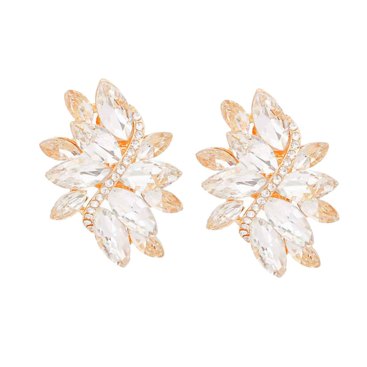 Clip On Gold Marquise Medium Earrings for Women