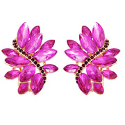 Clip On Purple Marquise Cluster Earrings for Women