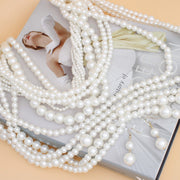 Pearl Necklace Cream Cluster Long Set for Women