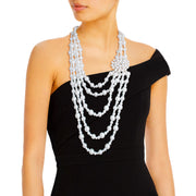 Elegance in White: Pearl Brooch Necklace