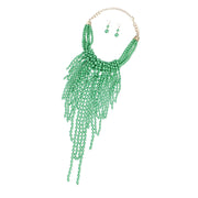 Necklace Green Cluster Fringe Pearls for Women