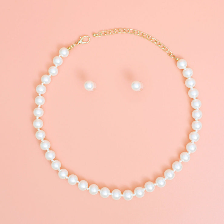 Necklace Cream Glass 10mm Pearls for Women