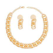 Chain Necklace Gold Double Curb Link Set Women