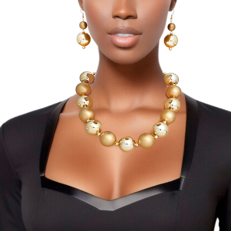 Pearl Necklace Bronze Gold Jumbo Set for Women