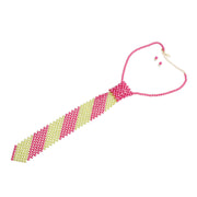 Pink Lime Pearl Stripe Tie Choker