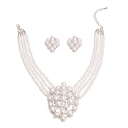 White 4 Line Cluster Pearl Necklace