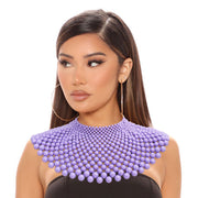 Purple Bead Bib Necklace Set